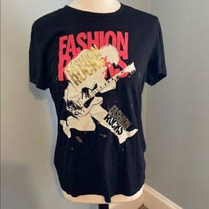 BCBGMaxAzria Vintage Black Fashion Rocks Tee